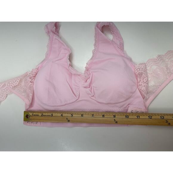Womens Bra Size XXL Light Pink Lace Front CrissCross Staps Adjustable Padded New - Picture 7 of 9